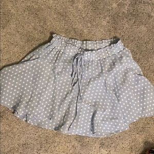 Sage the Label blue and white polka dot skort